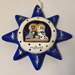 Nativity Christmas Ornament Hand-painted Terracotta Ceramic from Mexico